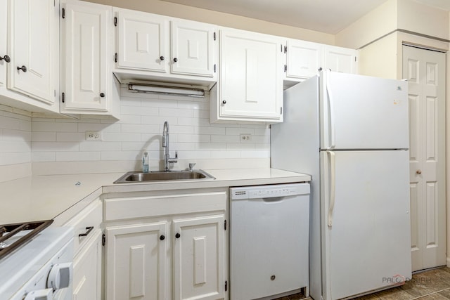 945 E Kenilworth Ave Unit 120, Palatine, IL 60074 - kitchen featuring white appliances, white cabinets, backsplash, and light countertops