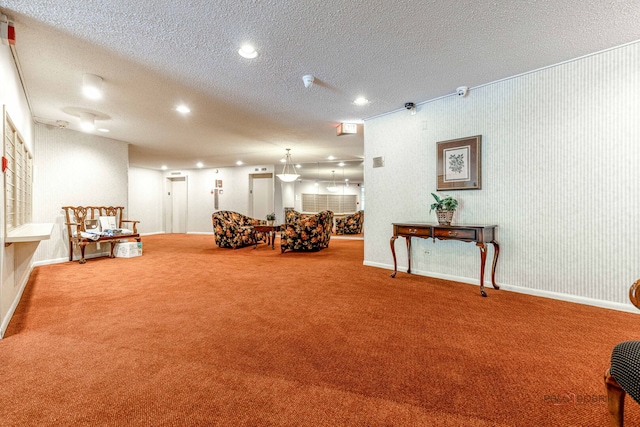 945 E Kenilworth Ave Unit 120, Palatine, IL 60074 - living area featuring carpet floors, recessed lighting, and a textured ceiling
