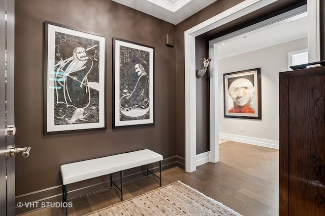 435 N Michigan Ave Unit 1203, Chicago, IL 60611 - hall featuring dark wood-type flooring and crown molding