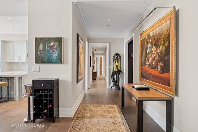 435 N Michigan Ave Unit 1203, Chicago, IL 60611 - hallway with wood finished floors, recessed lighting, and crown molding