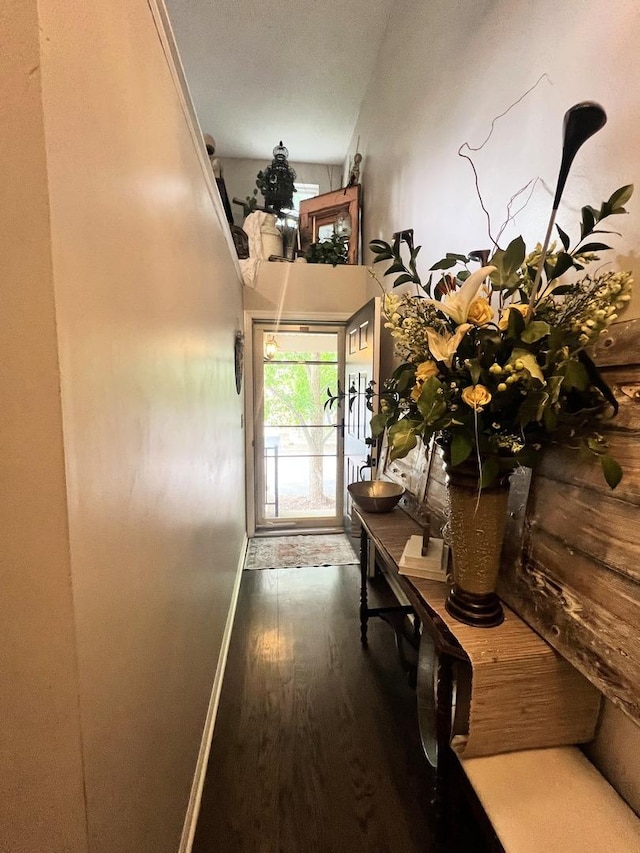 hall featuring wood finished floors