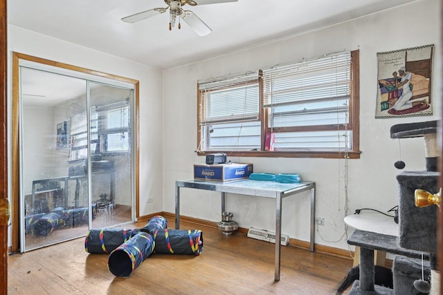 626 E 90th St, Chicago, IL 60619 - home office with wood finished floors and a ceiling fan