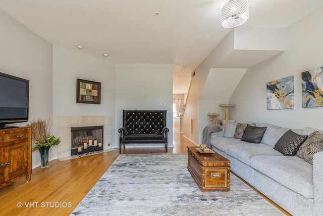 49 W 15th St Unit D, Chicago, IL 60605 - living room with wood finished floors and a tiled fireplace