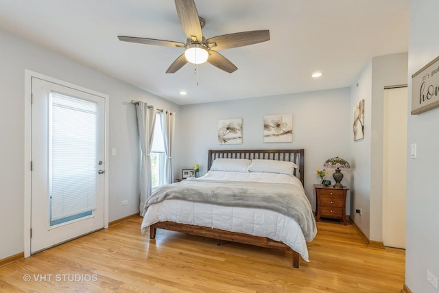 49 W 15th St Unit D, Chicago, IL 60605 - bedroom with light wood-style flooring, recessed lighting, and ceiling fan