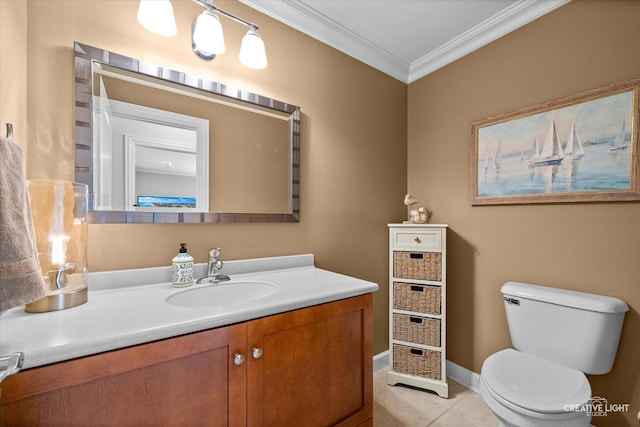 6382 Twin Oaks Ln, Lisle, IL 60532 - bathroom with crown molding, vanity, and tile patterned flooring