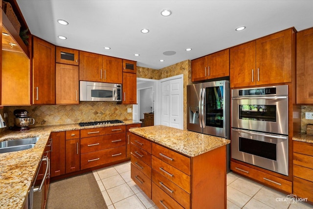 6382 Twin Oaks Ln, Lisle, IL 60532 - kitchen with appliances with stainless steel finishes, light tile patterned floors, tasteful backsplash, and recessed lighting