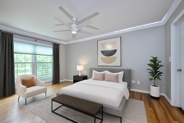 2015 N Silver Lake Rd Unit 1, Arlington Heights, IL 60004 - bedroom with ornamental molding, wood finished floors, and a ceiling fan