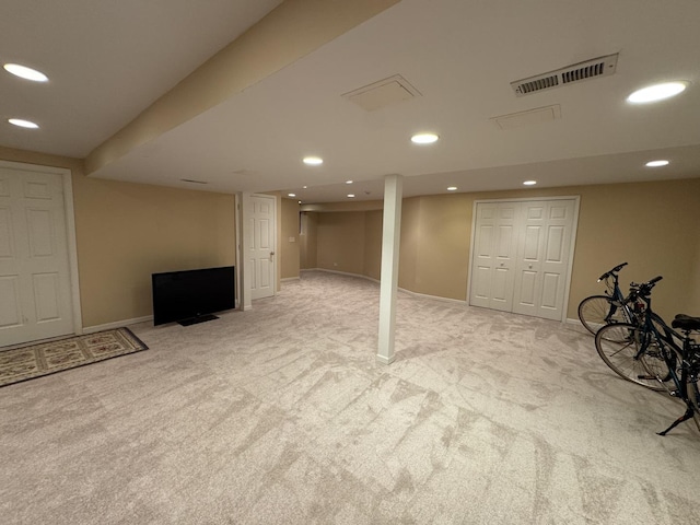 910 Angle Tarn Dr, West Dundee, IL 60118 - finished basement with light colored carpet and recessed lighting