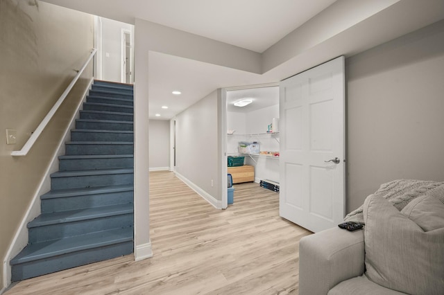 1826 Joseph Sixbury St, Sycamore, IL 60178 - living area featuring light wood-style flooring, stairs, and recessed lighting