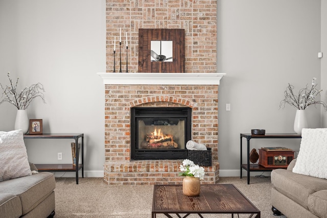 1826 Joseph Sixbury St, Sycamore, IL 60178 - living area featuring carpet and a brick fireplace