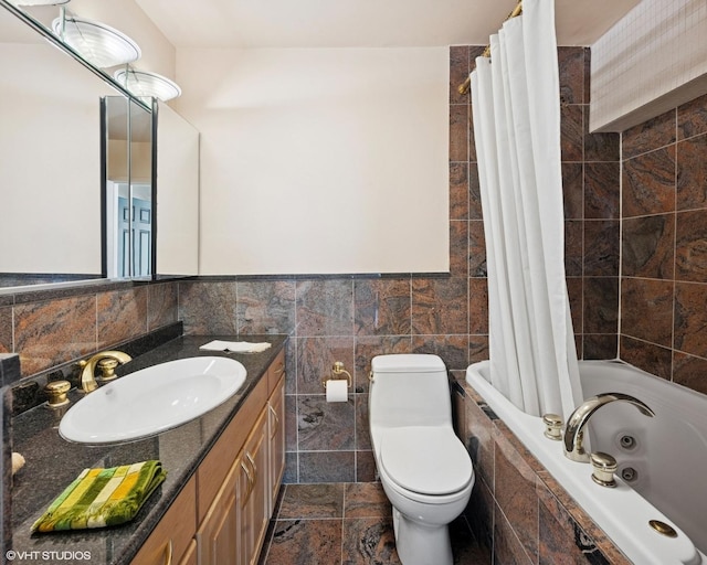 5455 N Sheridan Rd Unit 3601-3602, Chicago, IL 60640 - bathroom featuring tile walls, vanity, and tiled shower / bath