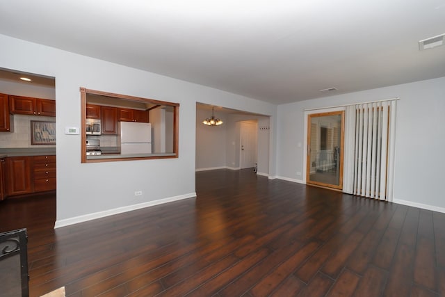 1700 Fayette Walk Unit E, Hoffman Estates, IL 60195 - unfurnished living room with a chandelier and dark wood-style flooring
