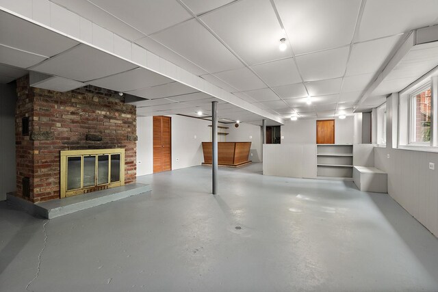 25725 S Old Monee Steger Rd, Monee, IL 60449 - basement with a fireplace and wooden walls