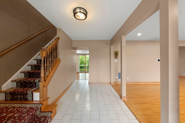 573 Surryse Rd, Lake Zurich, IL 60047 - stairs featuring tile patterned flooring and recessed lighting