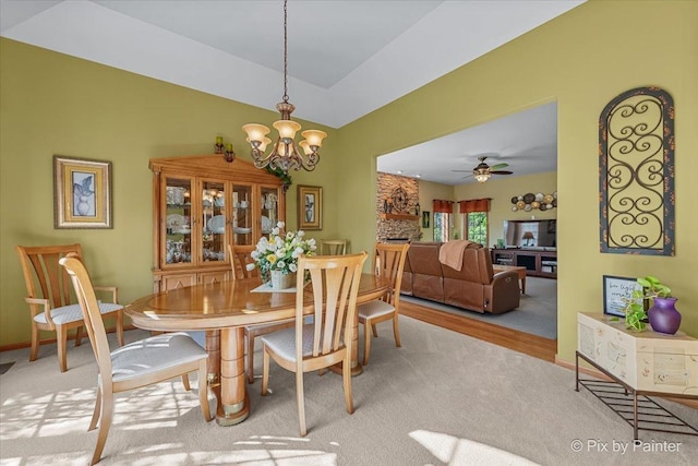 3720 Cypress Dr, Spring Grove, IL 60081 - dining area with a chandelier, lofted ceiling, and carpet flooring