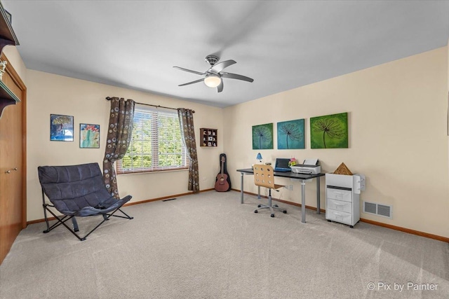 3720 Cypress Dr, Spring Grove, IL 60081 - carpeted office space featuring baseboards and ceiling fan