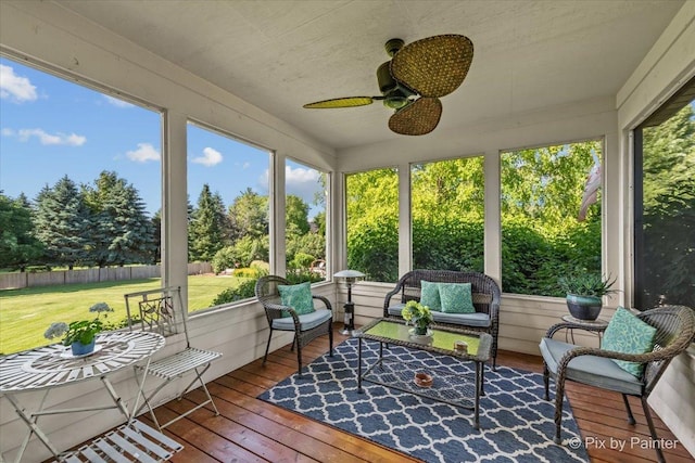 3720 Cypress Dr, Spring Grove, IL 60081 - sunroom / solarium featuring ceiling fan and plenty of natural light