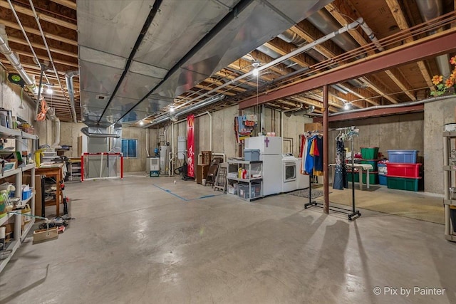 3720 Cypress Dr, Spring Grove, IL 60081 - unfinished basement with washing machine and clothes dryer and water heater