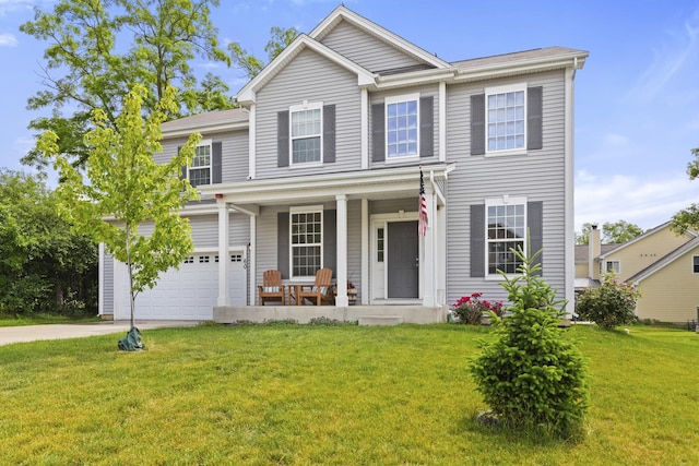 60 Linden Rd, Lake Zurich, IL 60047 - view of front of property with covered porch, a garage, driveway, and a front lawn