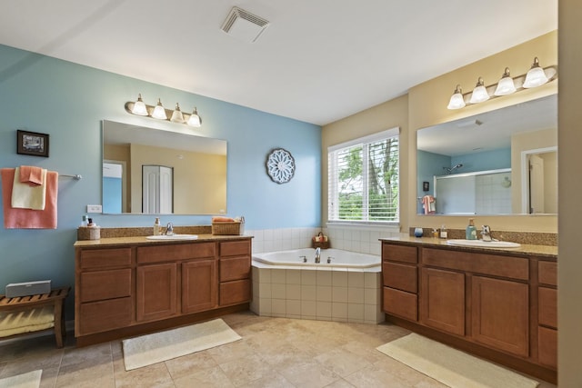 60 Linden Rd, Lake Zurich, IL 60047 - bathroom featuring a shower stall, two vanities, and a garden tub