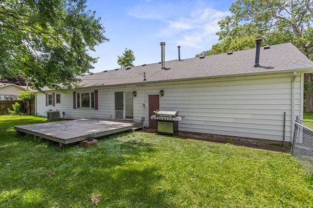 103 Taylor Ct, Catlin, IL 61817 - rear view of property with a fenced backyard, a deck, and roof with shingles