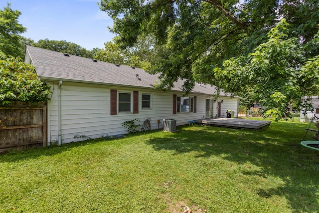103 Taylor Ct, Catlin, IL 61817 - back of property featuring a shingled roof and a wooden deck