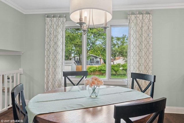 769 S Stuart Ave, Elmhurst, IL 60126 - dining area featuring dark wood-type flooring and ornamental molding