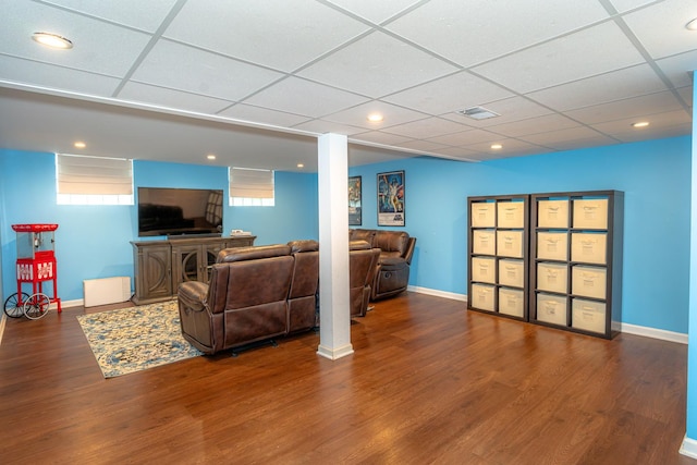 769 S Stuart Ave, Elmhurst, IL 60126 - living room featuring wood finished floors, a drop ceiling, and recessed lighting