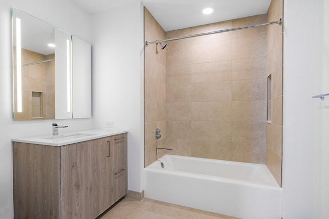 211 N Harbor Dr Unit 1601, Chicago, IL 60601 - bathroom featuring vanity, tile patterned floors, shower / tub combination, and recessed lighting