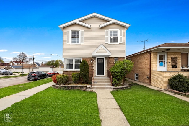 6158 S Austin Ave, Chicago, IL 60638 - view of front facade featuring brick siding and a front yard