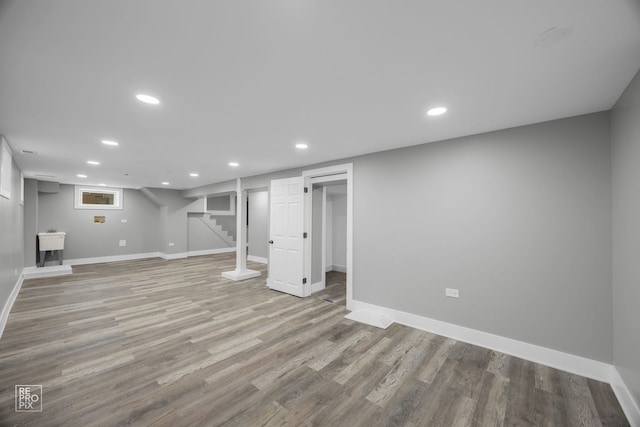 6158 S Austin Ave, Chicago, IL 60638 - basement with recessed lighting, wood finished floors, and stairs