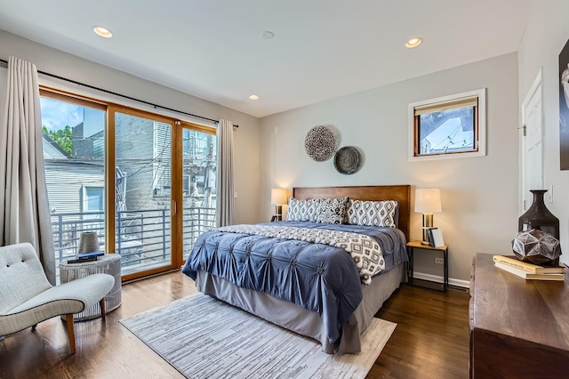 1622 W Ontario St Unit 1E, Chicago, IL 60622 - bedroom featuring access to outside, wood finished floors, and recessed lighting