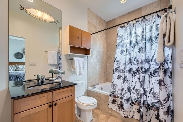1622 W Ontario St Unit 1E, Chicago, IL 60622 - bathroom featuring tiled shower / bath combo, vanity, and tile patterned floors