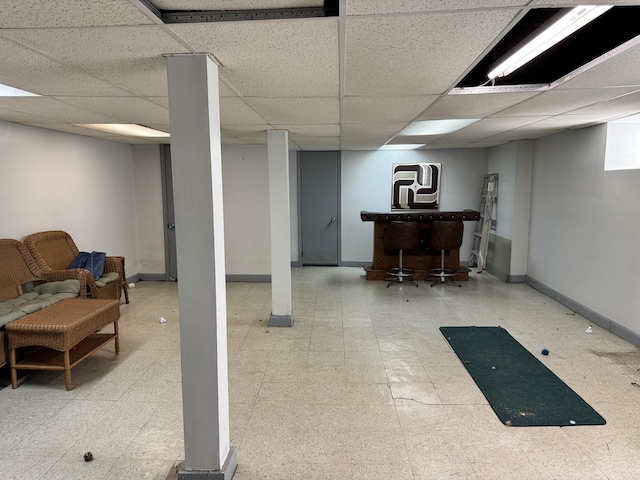 7022 S Claremont Ave, Chicago, IL 60636 - finished below grade area with a paneled ceiling and tile patterned floors