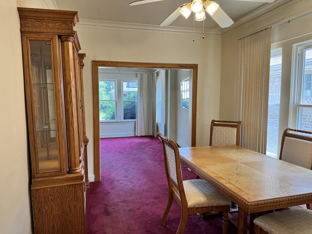 7022 S Claremont Ave, Chicago, IL 60636 - carpeted dining space featuring crown molding and a ceiling fan
