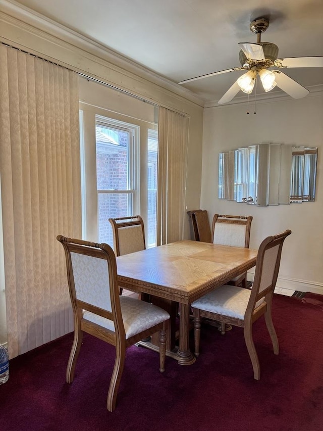 7022 S Claremont Ave, Chicago, IL 60636 - carpeted dining space featuring ornamental molding and ceiling fan