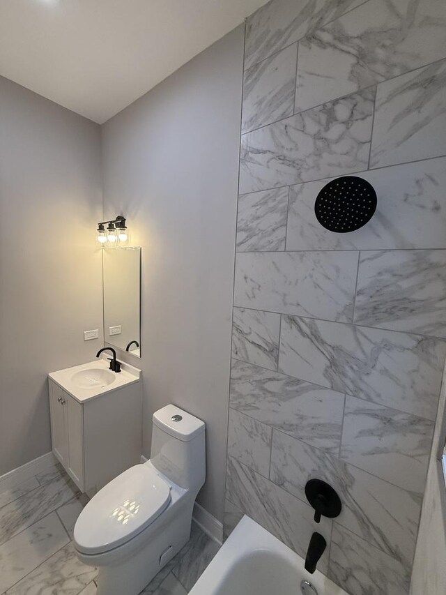 7130 S Morgan St, Chicago, IL 60621 - full bathroom with marble finish flooring, vanity, and bathing tub / shower combination