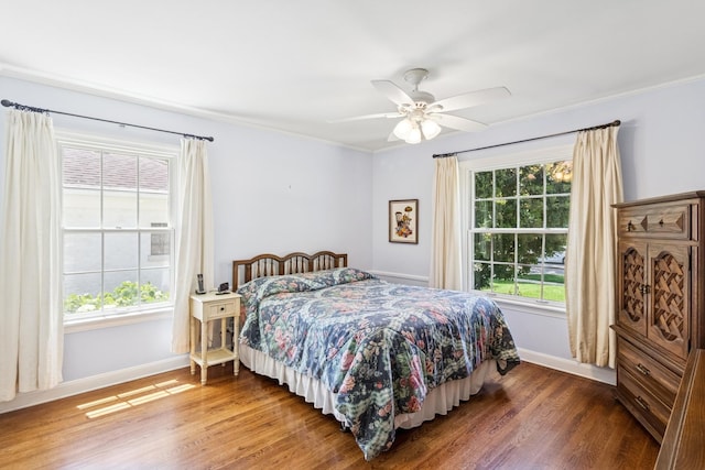 3921 Franklin Ave, Western Springs, IL 60558 - bedroom with wood finished floors, ceiling fan, and ornamental molding