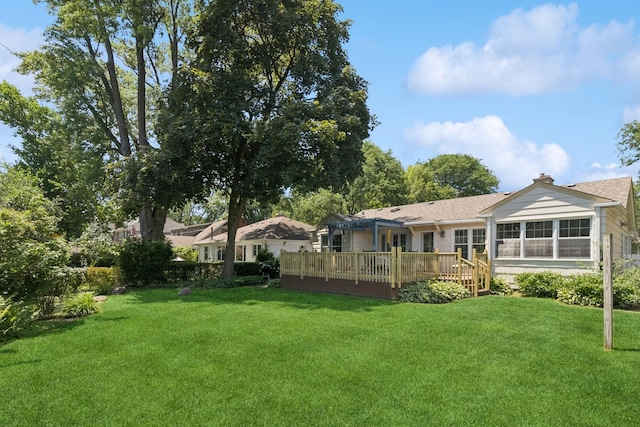 3921 Franklin Ave, Western Springs, IL 60558 - view of grassy yard with a wooden deck