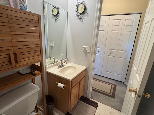 2311 White Eagle Dr, Plainfield, IL 60586 - half bathroom with vanity and tile patterned floors