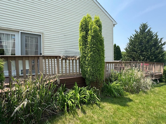 2311 White Eagle Dr, Plainfield, IL 60586 - view of green lawn with a wooden deck