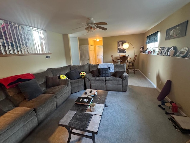 2311 White Eagle Dr, Plainfield, IL 60586 - living area with carpet and a ceiling fan