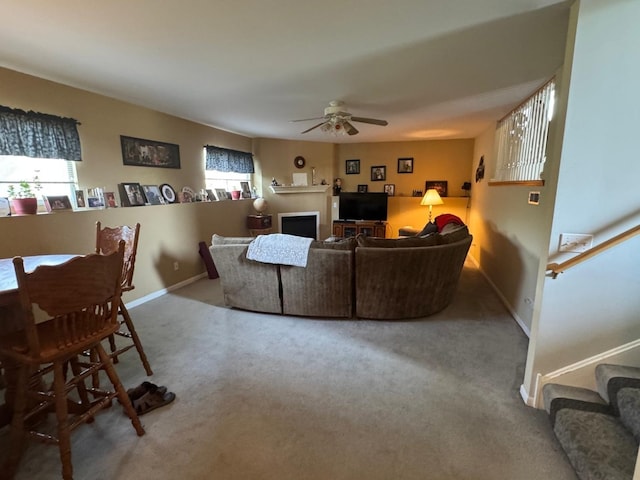 2311 White Eagle Dr, Plainfield, IL 60586 - living room featuring ceiling fan and carpet flooring