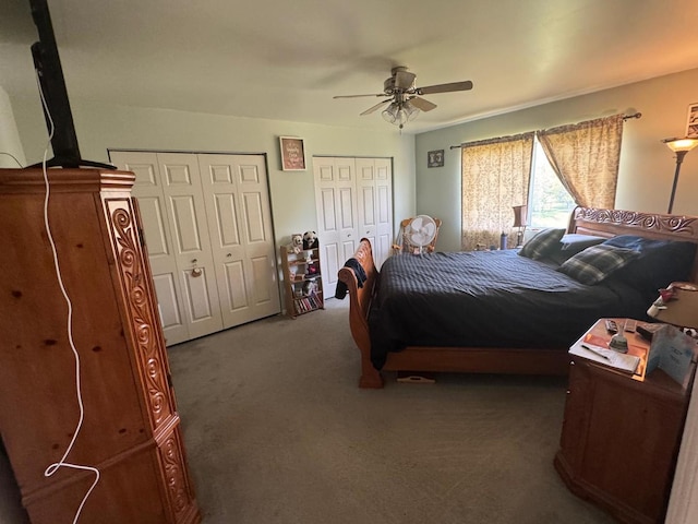 2311 White Eagle Dr, Plainfield, IL 60586 - carpeted bedroom with two closets and a ceiling fan
