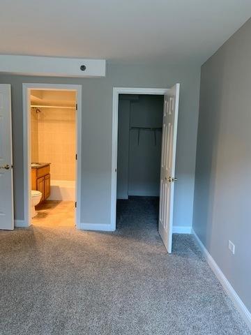 1919 S Wolf Rd Unit 1-322, Hillside, IL 60162 - unfurnished bedroom with a spacious closet, carpet flooring, a closet, and connected bathroom