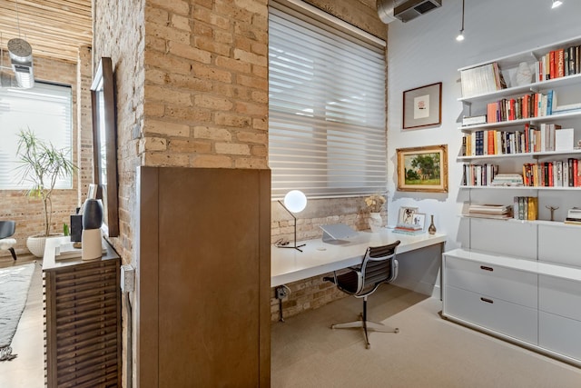 1017 W Washington Blvd Unit 2H, Chicago, IL 60607 - office space featuring brick wall and built in desk