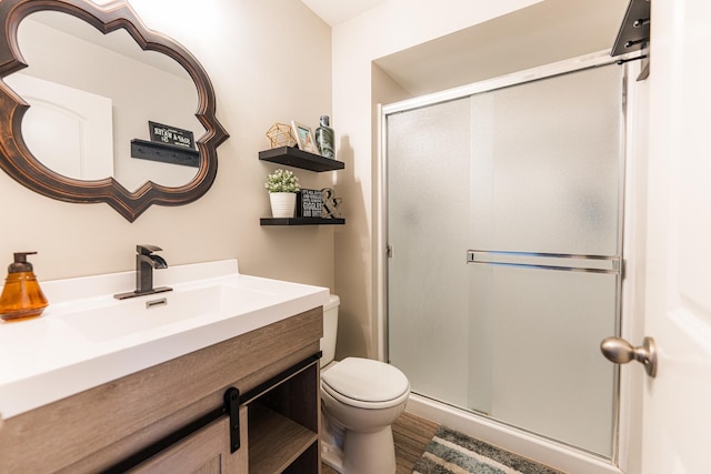 1113 Sapphire Ln, Pingree Grove, IL 60140 - full bathroom featuring a shower stall, vanity, and wood finished floors