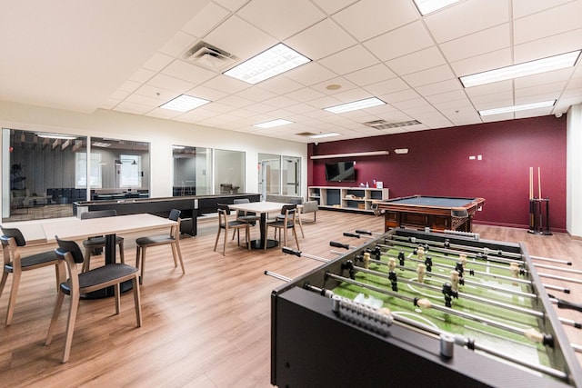1113 Sapphire Ln, Pingree Grove, IL 60140 - game room featuring wood finished floors and a drop ceiling