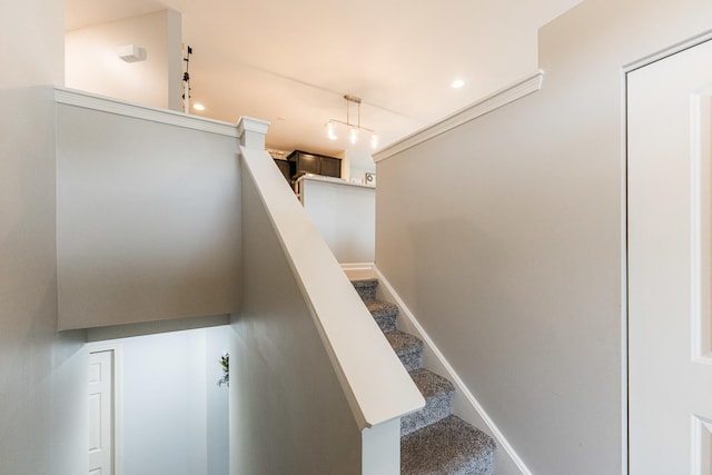 1113 Sapphire Ln, Pingree Grove, IL 60140 - staircase with carpet and recessed lighting