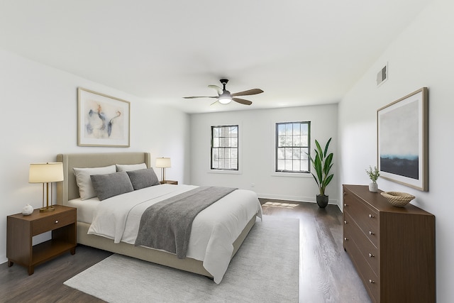 151 S Whitehall Ct, Palatine, IL 60067 - bedroom with wood finished floors and a ceiling fan